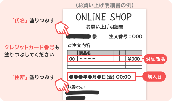 お買い上げ明細書の例