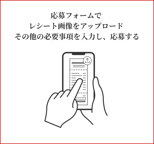 応募フォームでレシート画像をアップロード その他の必要事項を入力し、応募する