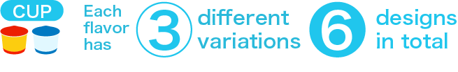 カップはそれぞれ3種類 全部で6種