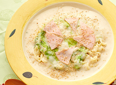 ハムと白菜重ねの中華クリーム麺