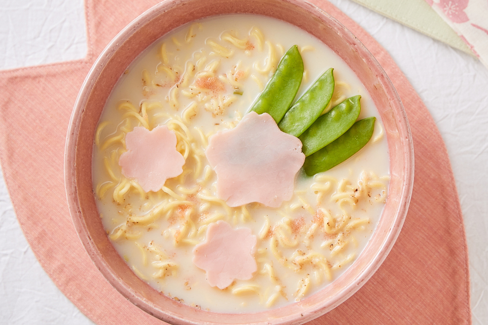 春を感じる明太豆乳ラーメン