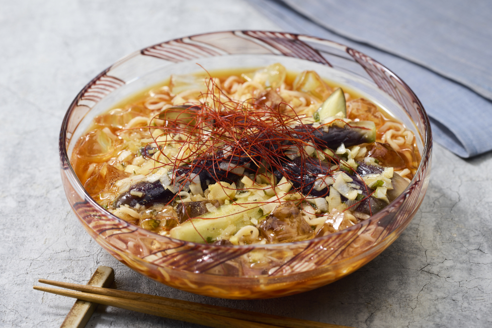 なすの香味だれ　冷やし混ぜ麺