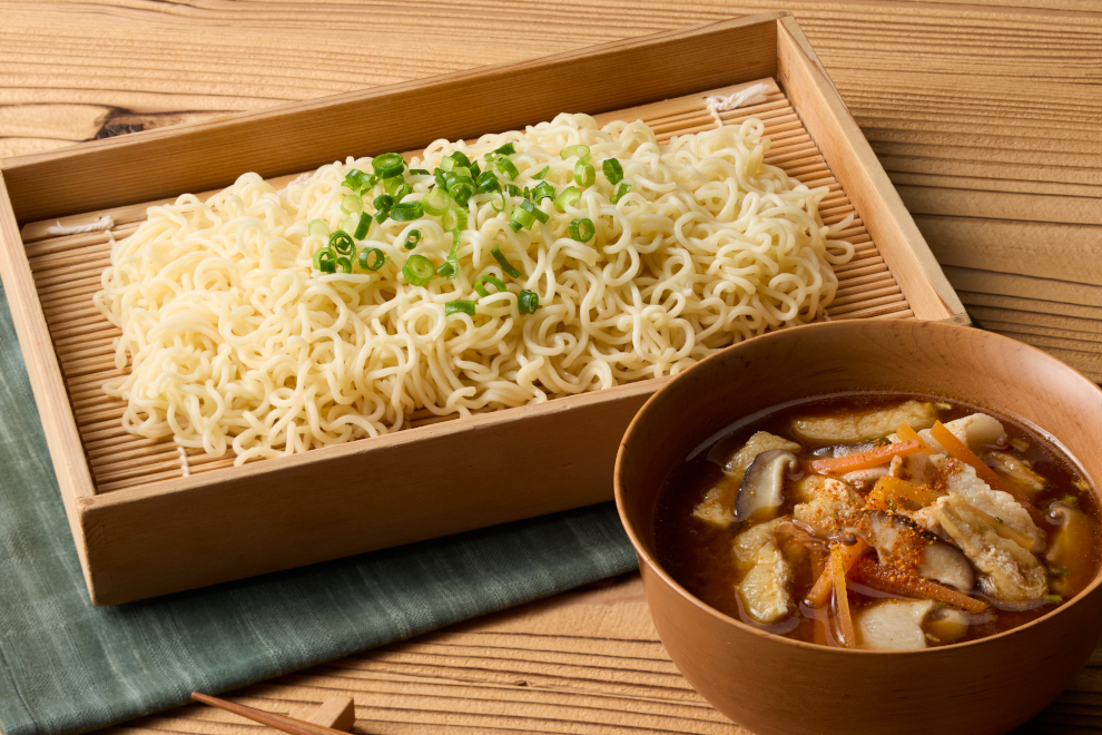 山梨の郷土料理「おざら」風つけ麺